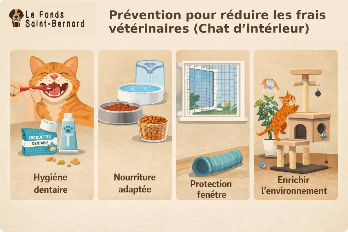 Infographie sur la pr&eacute;vention pour r&eacute;duire les frais v&eacute;t&eacute;rinaires chez le chat d'int&eacute;rieur