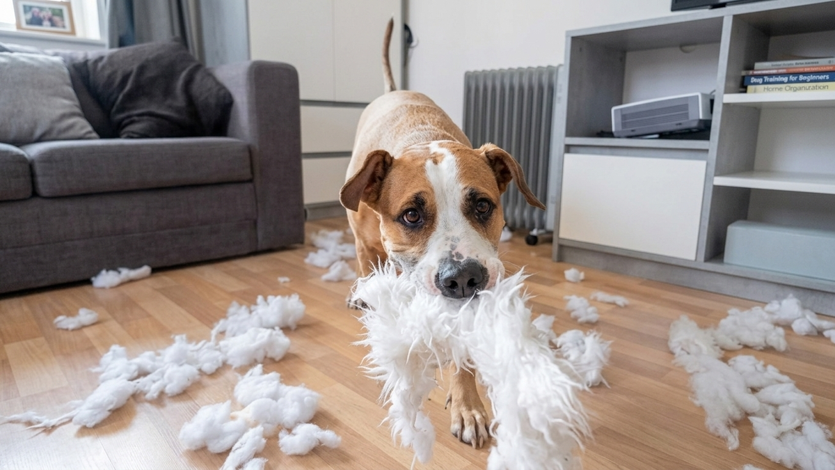 chien de race adopt&eacute; qui d&eacute;truit tout &agrave; la maison s'il est laiss&eacute; seul