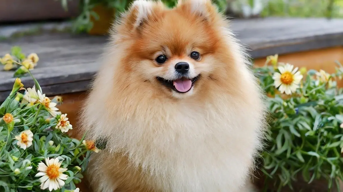 un Pom&eacute;ranian, une race de chien &agrave; l'apparence "pelluche"