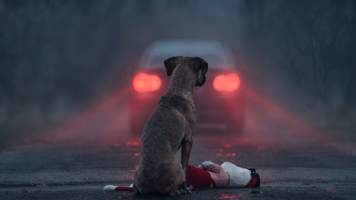 jeune chiot abandonn&eacute; sur le bord d'une route car il n'y a plus de place en refuge