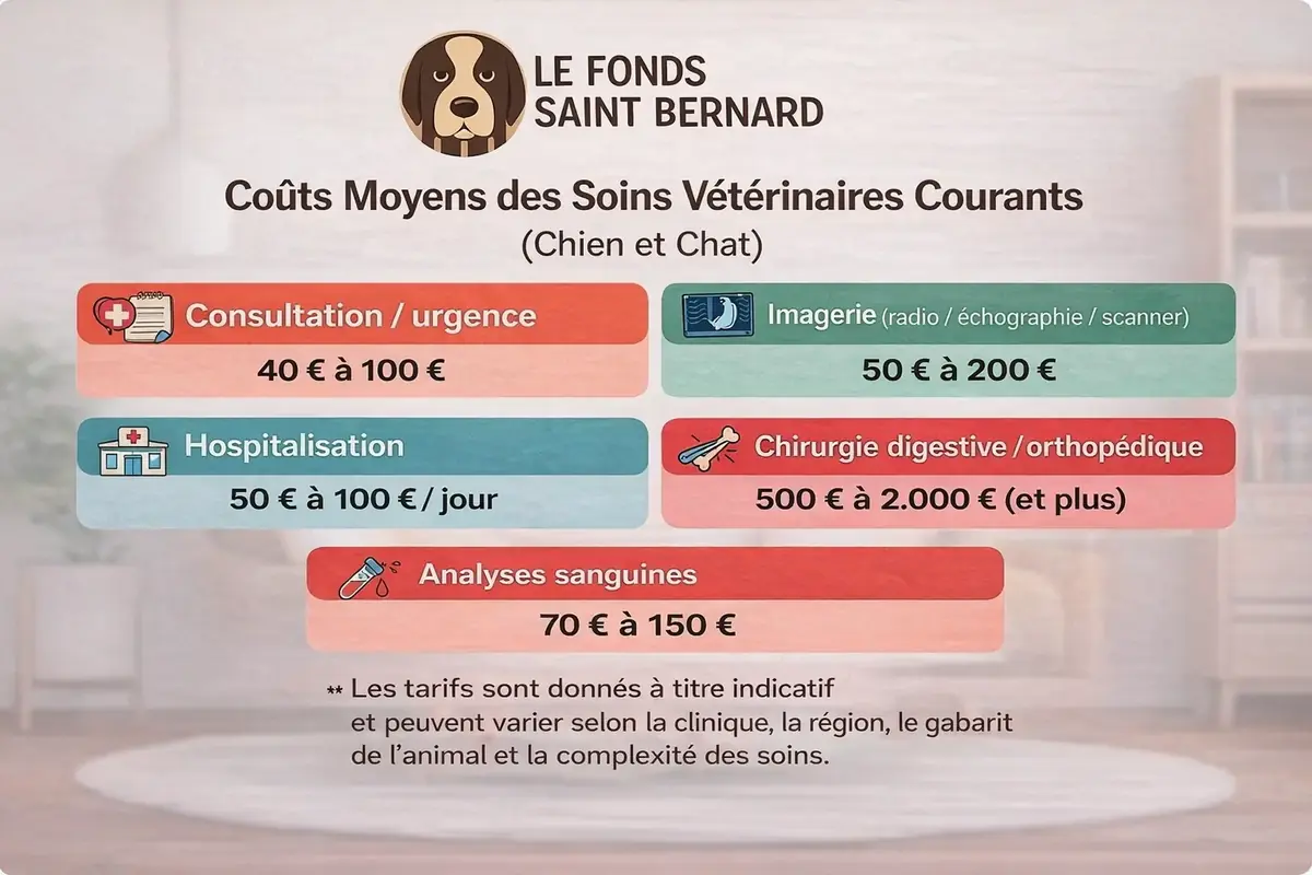 Infographie co&ucirc;ts moyens des soins v&eacute;t&eacute;rinaires courants