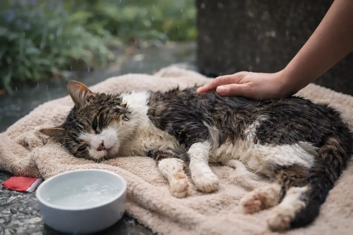 Sauvetage chat en d&eacute;tresse, fake rescue, &eacute;thique animale et bien-&ecirc;tre animal
