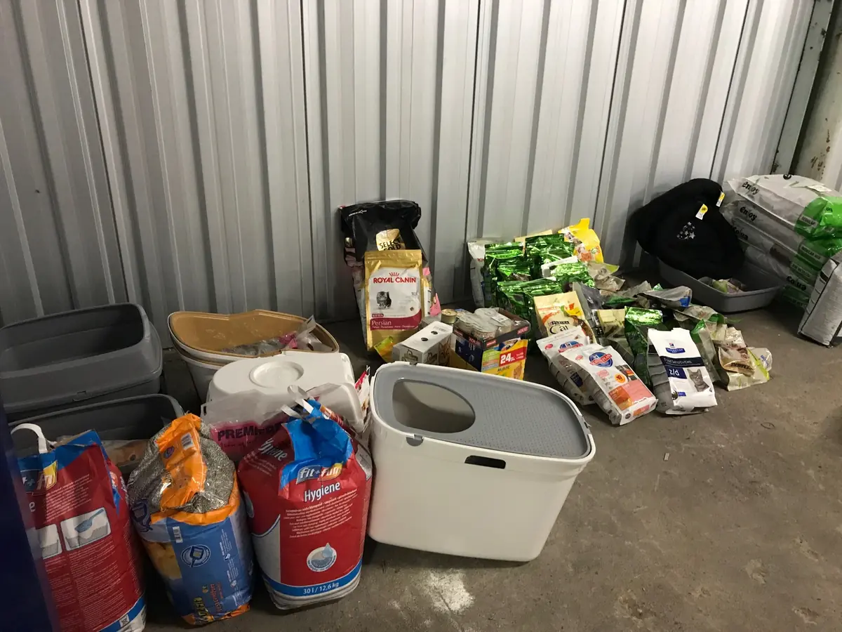 Une palette de croquettes et accessoires chiens / chats / nacs