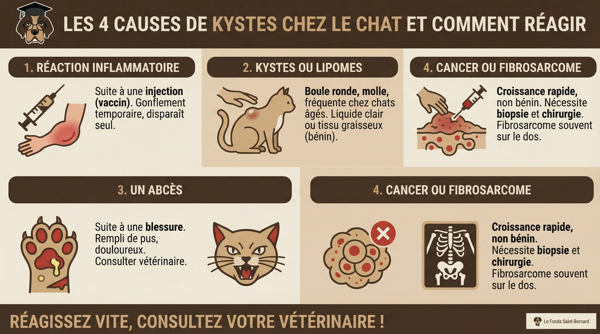 infographie r&eacute;sum&eacute;, causes du kyste chez le chat
