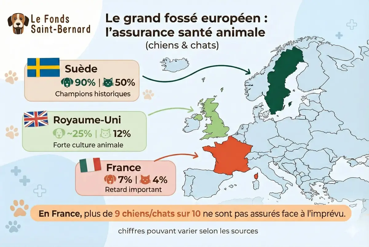 Infographie assurance sant&eacute; animale (chiens et chats) en Europe